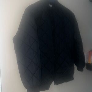 Girls black quilted look zip up jacket/11-12Y